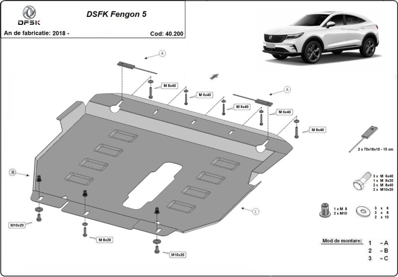 Ocelový kryt motoru Dfsk Fengon 5 (2018-2026)