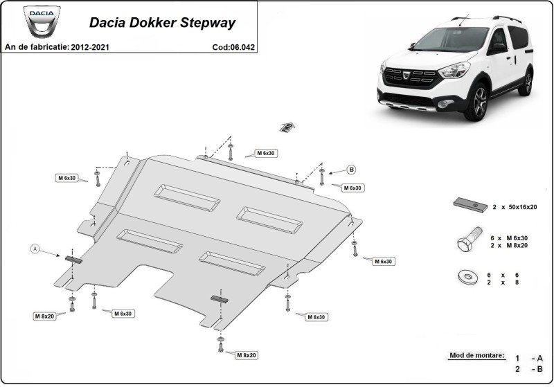 Ocelový kryt motoru Dacia Dokker (2012-2021)