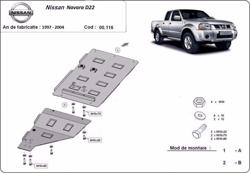 Ocelový kryt převodovky Nissan Navara D22 (1997-2004)