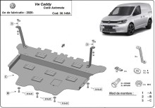 Ocelový kryt motoru VW Caddy- Automatická převodovka (2020-2026)