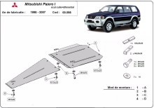 Ocelový kryt převodovky a reduktoru Mitsubishi Pajero Sport 1 (1998-2007)