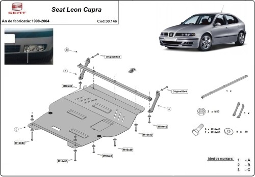 Ocelový kryt motoru Seat Leon (1998-2004)