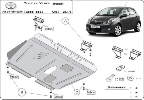 Ocelový kryt motoru Toyota Yaris - benzin (2005-2011)