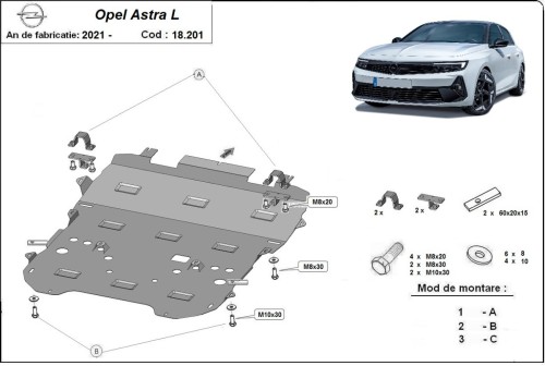 Ocelový kryt motoru Opel Astra L (2021-2026)