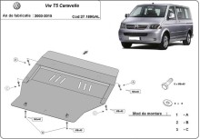 Ocelový kryt motoru pozinkovaná Volkswagen Transporter T5 Caravelle (2003-2015)