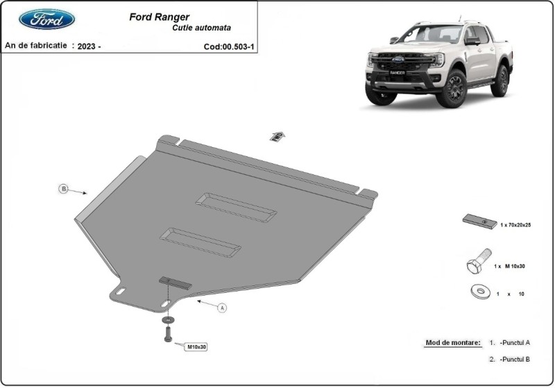Ocelový kryt převodovky automat Ford Ranger (2023-2026)