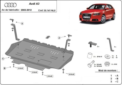 Hliníkový kryt motoru Audi A3 (2003-2012)