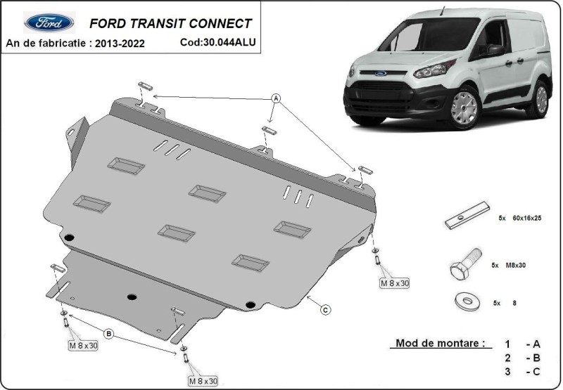 Hliníkový kryt motoru Ford Transit Connect (2013-2022)