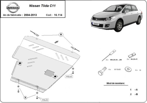 Ocelový kryt motoru Nissan Tiida (2007-2011)