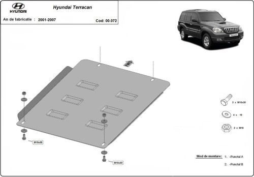 Ocelový kryt převodovky Hyundai Terracan (2001-2007)