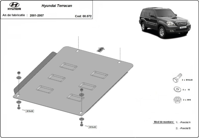 Ocelový kryt převodovky Hyundai Terracan (2001-2007)