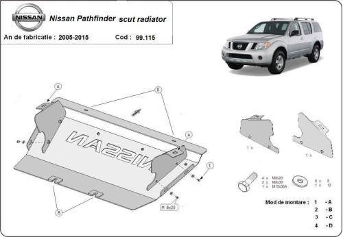 Ocelový kryt chladiče Nissan Pathfinder (2005-2015)