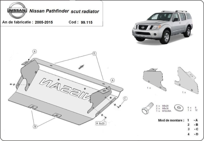 Ocelový kryt chladiče Nissan Pathfinder (2005-2015)