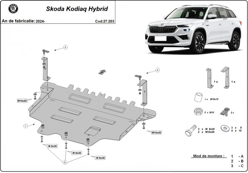 Ocelový kryt motoru Skoda Kodiaq (2024-2026)
