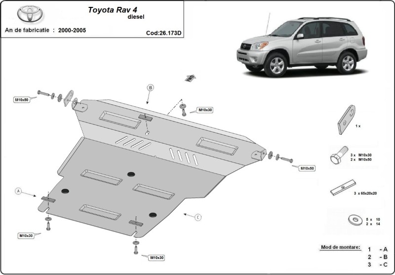 Ocelový kryt motoru Toyota RAV 4 (2000-2005)