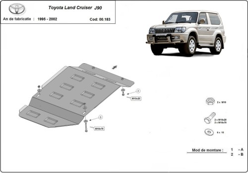 Ocelový kryt převodovky Toyota Land Cruiser J90 - pouze pro 3-dveřovou verzi (1995-2002)