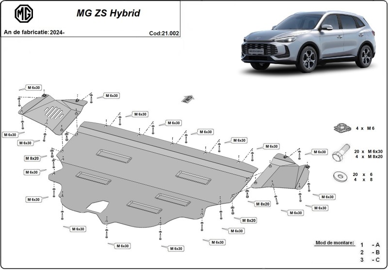 Ocelový kryt motoru MG ZS (2024-2026)