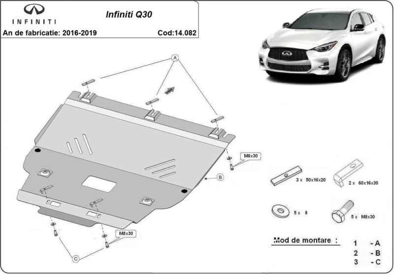Stalowa Osłona pod silnik Infiniti Q30 (2016-2019)