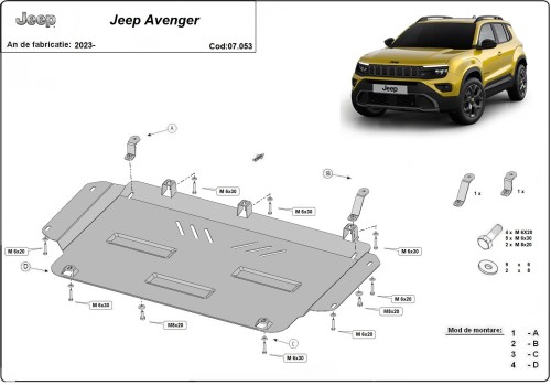 Ocelový kryt motoru Jeep Avenger (2023-2026)
