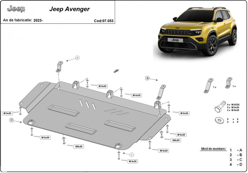Ocelový kryt motoru Jeep Avenger (2023-2026)