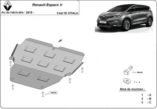 Hliníkový kryt motoru Renault Espace (2015-2026)