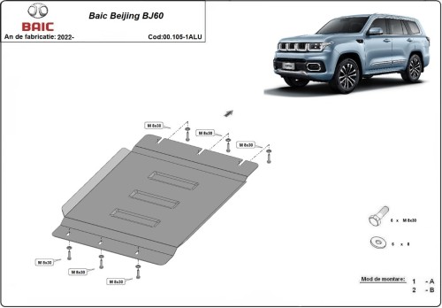 Hliníkový kryt převodovky Baic Beijing BJ60 (2022-2026)