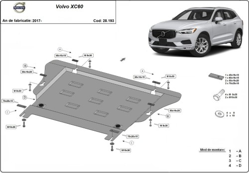 Ocelový kryt motoru Volvo XC60 (2017-2026)