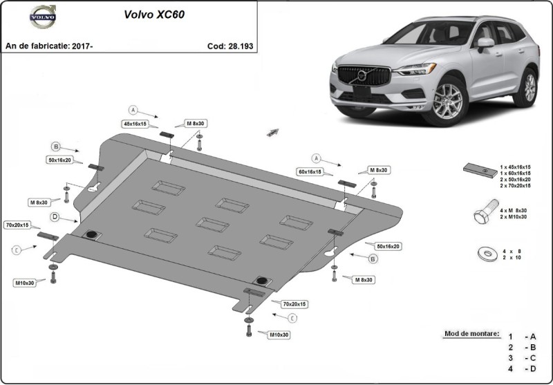Ocelový kryt motoru Volvo XC60 (2017-2026)