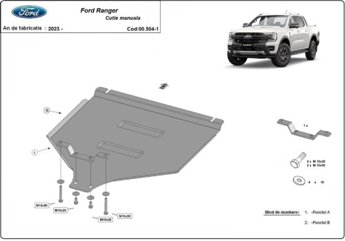 Ocelový kryt převodovky Manuální Ford Ranger (2023-2026)