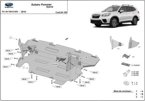 Ocelový kryt motoru Subaru Forester 5 Hybrid (2018-2026)