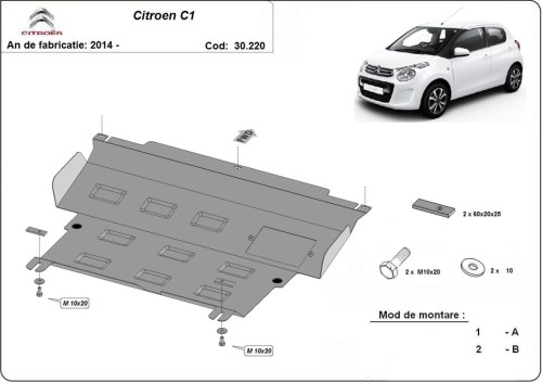 Ocelový kryt motoru Citroen C1 (2014-2022)