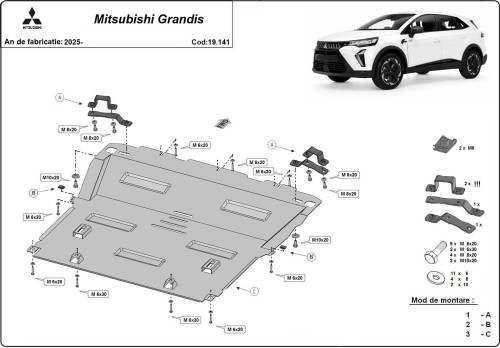 Ocelový kryt motoru Mitsubishi Grandis (2025-2026)
