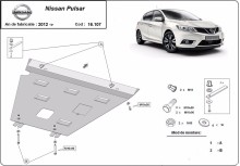 Ocelový kryt motoru Nissan Pulsar (2012-2018)