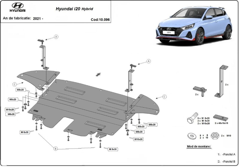 Ocelový kryt motoru Hyundai i20 Hybrid (2021-2026)