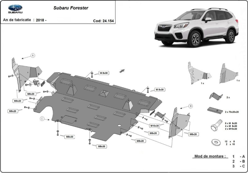 Ocelový kryt motoru Subaru Forester 5 (2018-2024)