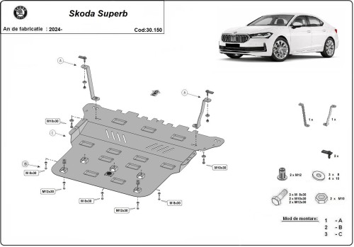 Ocelový kryt motoru Skoda Superb (2024-2026)