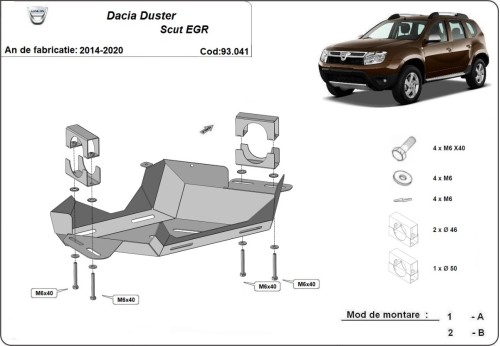 Ocelový kryt EGR Dacia Duster (2014-2017)