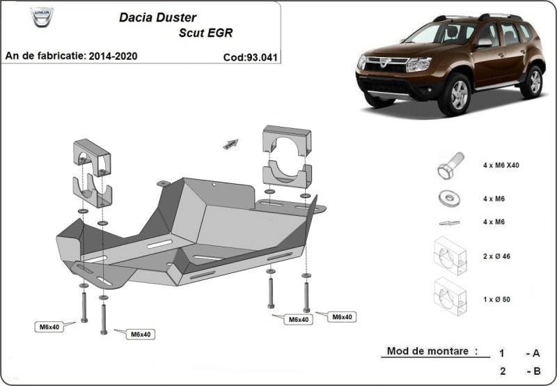 Ocelový kryt EGR Dacia Duster (2014-2017)