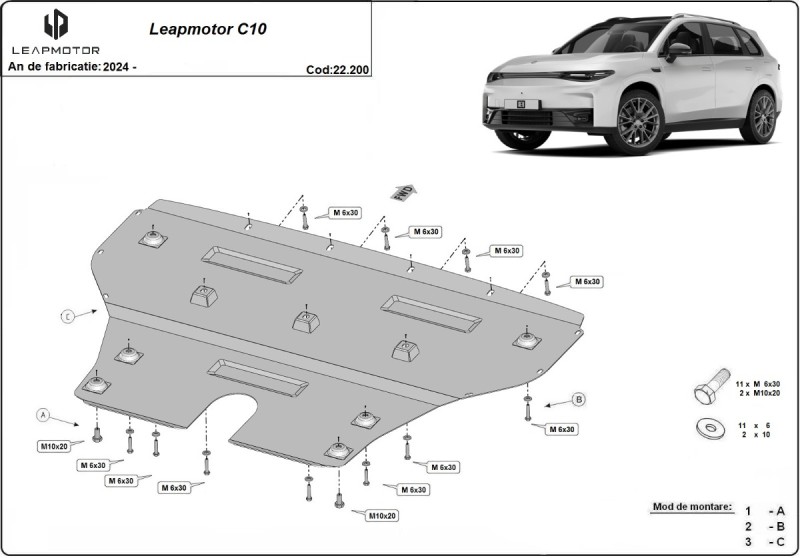 Ocelový kryt motoru Leapmotor C10 (2024-2026)