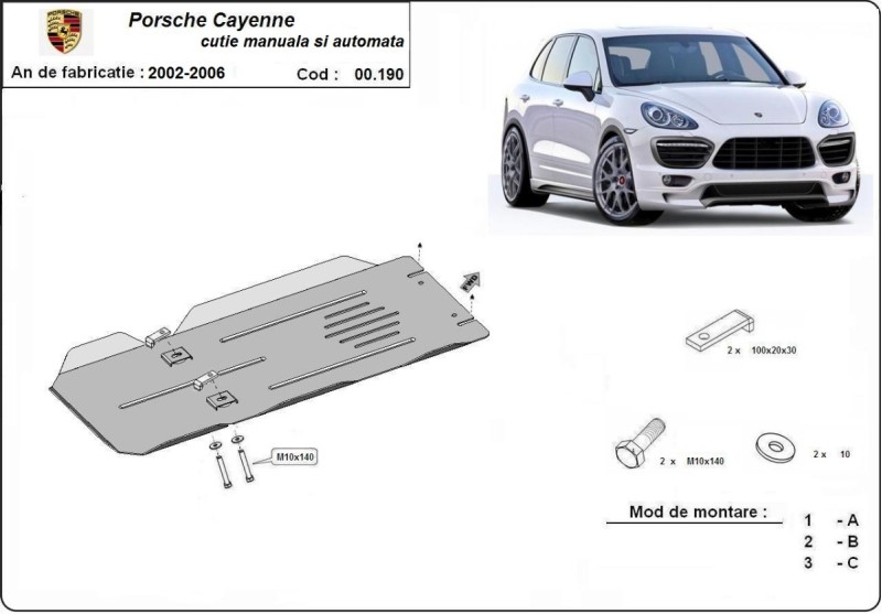 Ocelový kryt převodovky Porsche Cayenne (2002-2006)