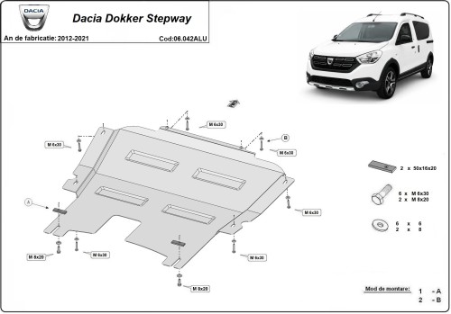 Hliníkový kryt motoru Dacia Dokker (2012-2021)