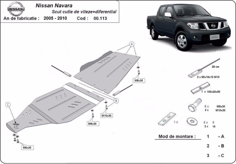 Ocelový kryt převodovky  Nissan Navara (2005-2015)