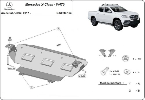 Ocelový kryt chladiče Mercedes X-Class (2017-2020)