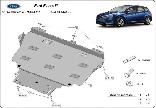 Hliníkový kryt motoru Ford Focus (2010-2018)