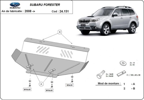 Ocelový kryt motoru Subaru Forester 3 (2008-2013)