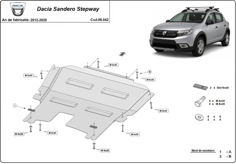 Ocelový kryt motoru Dacia Sandero II (2012-2020)