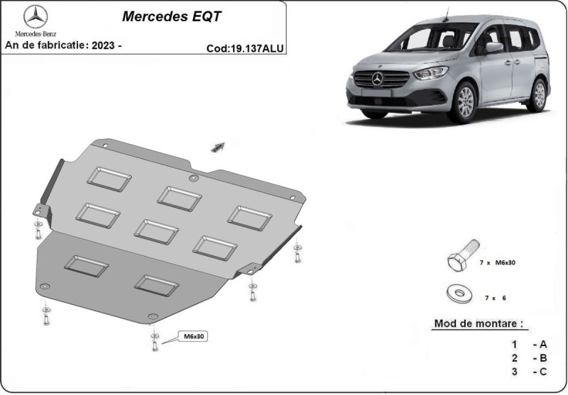 Hliníkový kryt motoru Mercedes EQT (2023-2026)