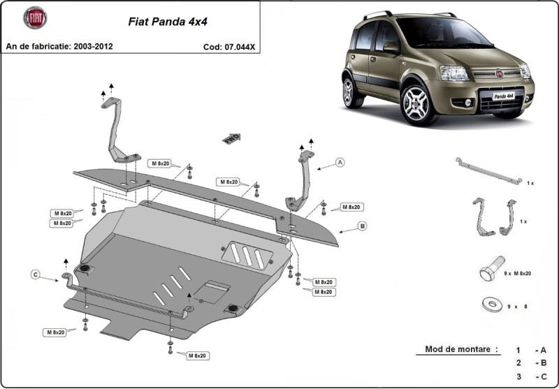 Ocelový kryt motoru Fiat Panda 4x4 (2003-2012)