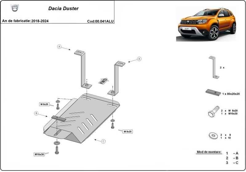 Hliníkový kryt diferenciálu Dacia Duster II (2018-2024)