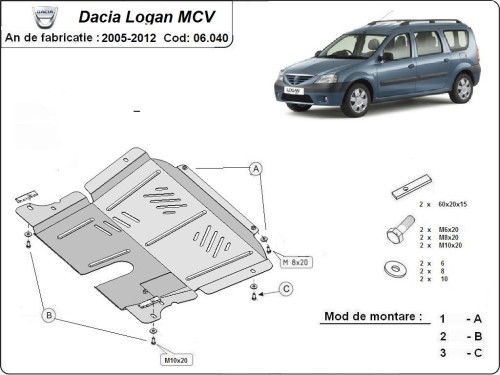 Ocelový kryt motoru Dacia Logan I (2005-2012)